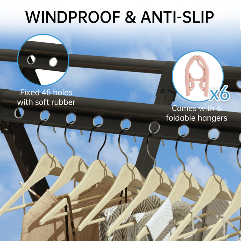 Clothing Folding Aluminum Alloy Laundry Drying Racks, Black