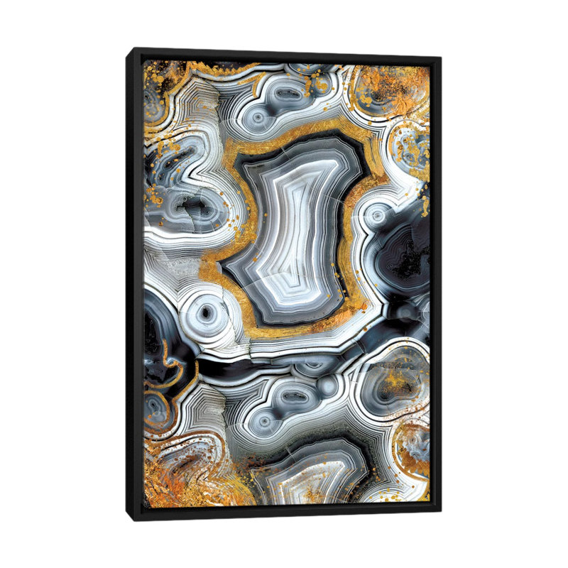 Geode onyx, impression sur toile tendue, H 26 po x l 18 po x P 1,5 po, Toile avec cadre noir, Pas de tapis