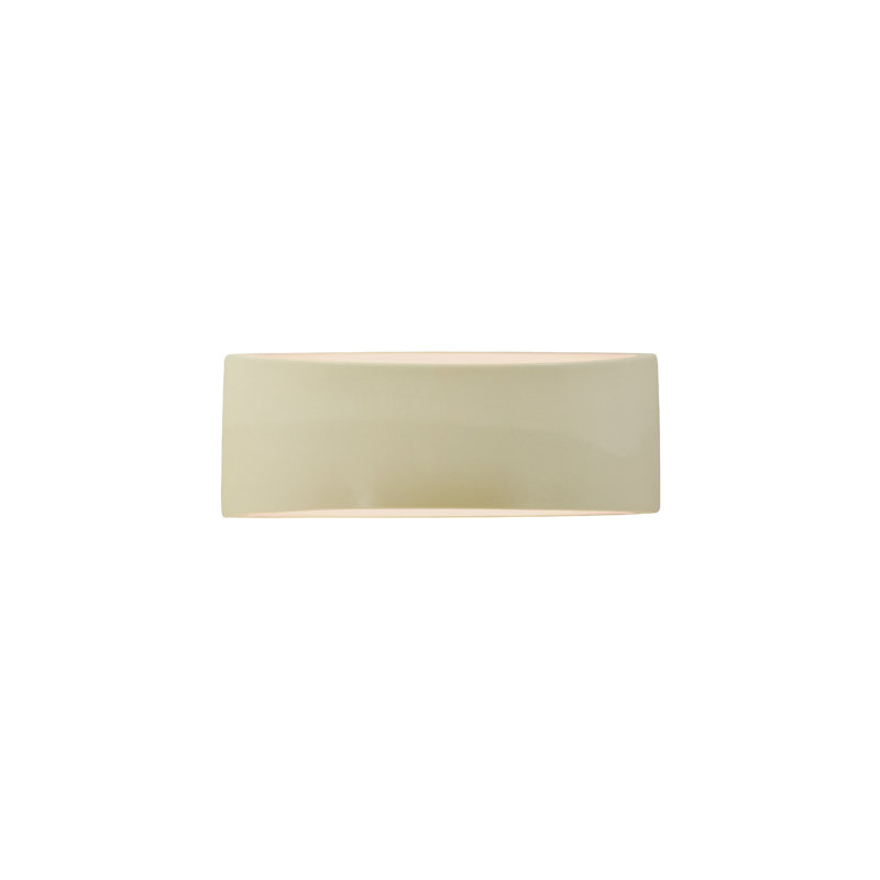 Beda Ceramic Flush Mounted Sconce, 5" H x 13" W x 4" D, LED (Integrated), Gloss Vanilla