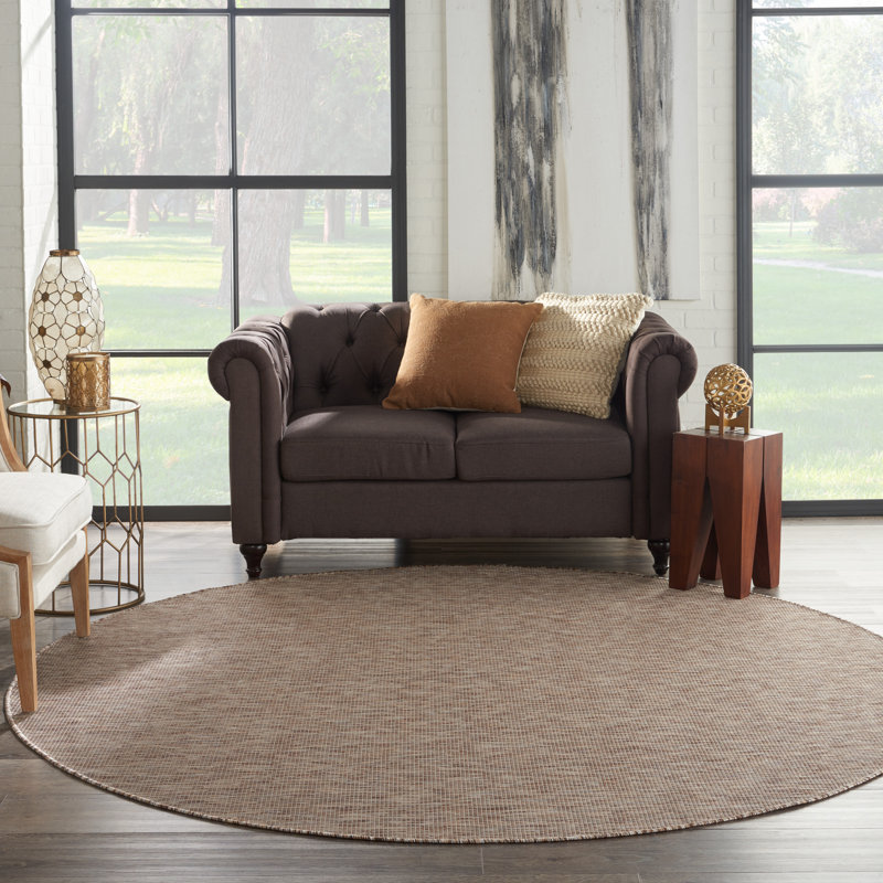 Lillehammer Solid Indoor/Outdoor Area Rug, Round 8', Beige