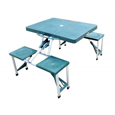 Seavey Rectangular Metal Folding Outdoor Camping Table With Umbrella Hole , 135cm W 84.5cm D