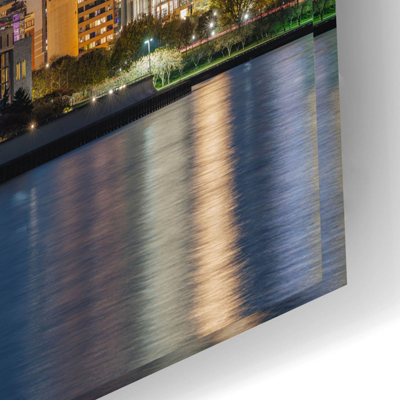 Art mural en verre épique «Chicago Nighttime Skyline 6» par Epic Portfolio, H 16 po x l 24 po