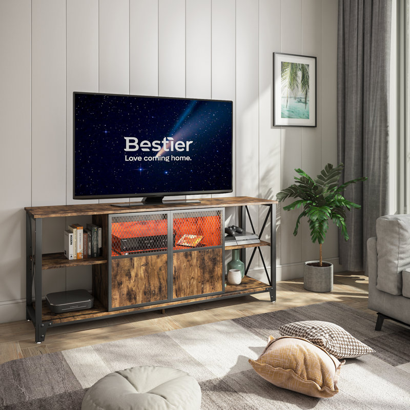 Meuble télé pour téléviseur de 65 po ou moins Fuiloro, Brun rustique