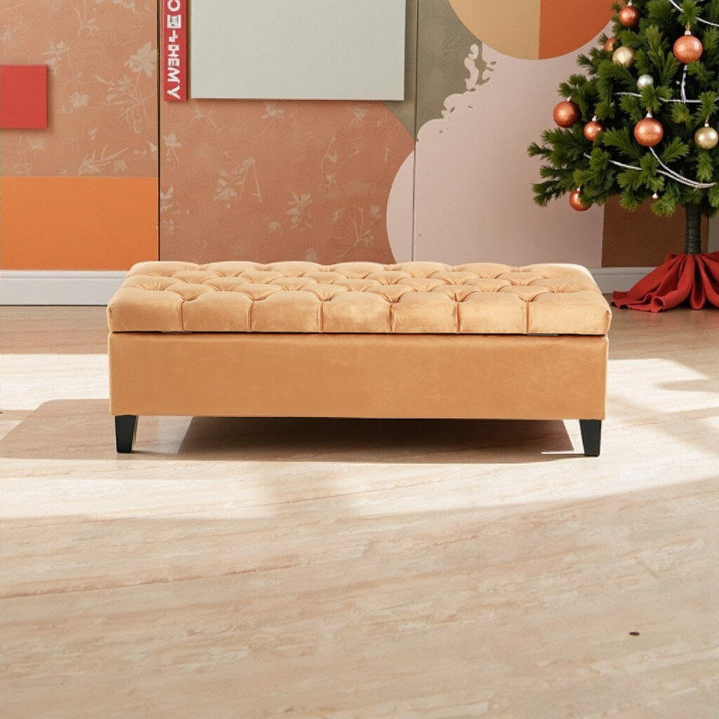 Banc de rangement avec repose-pieds 51 po, Orange
