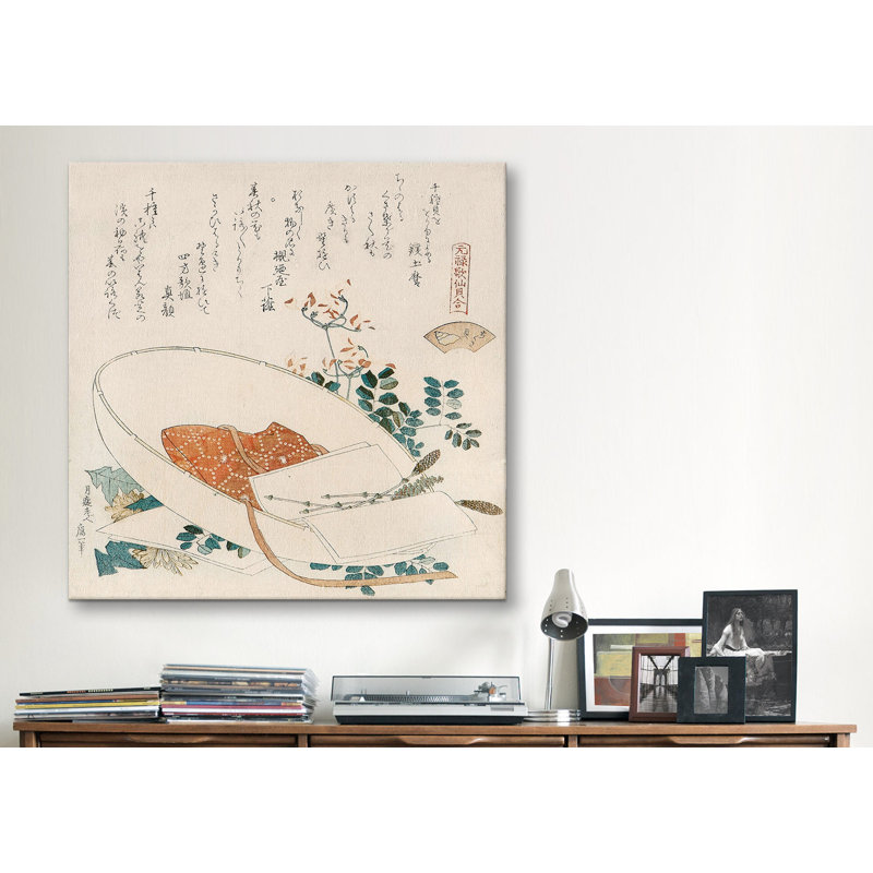 "Myriad Grasses Shell (Chigusagai)" by Katsushika Hokusai Painting Print on Canvas, 12" H x 12" W x 0.75" D, No Mat