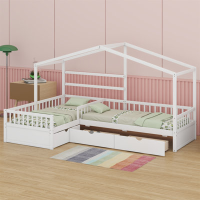 House Platform Bed With Three Storage Drawers