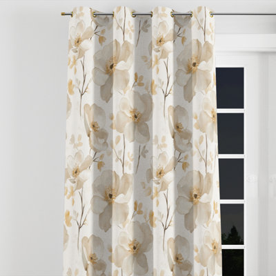 Rideaux occultant French Country - rideau à œillets à motif floral crème - 1 panneau