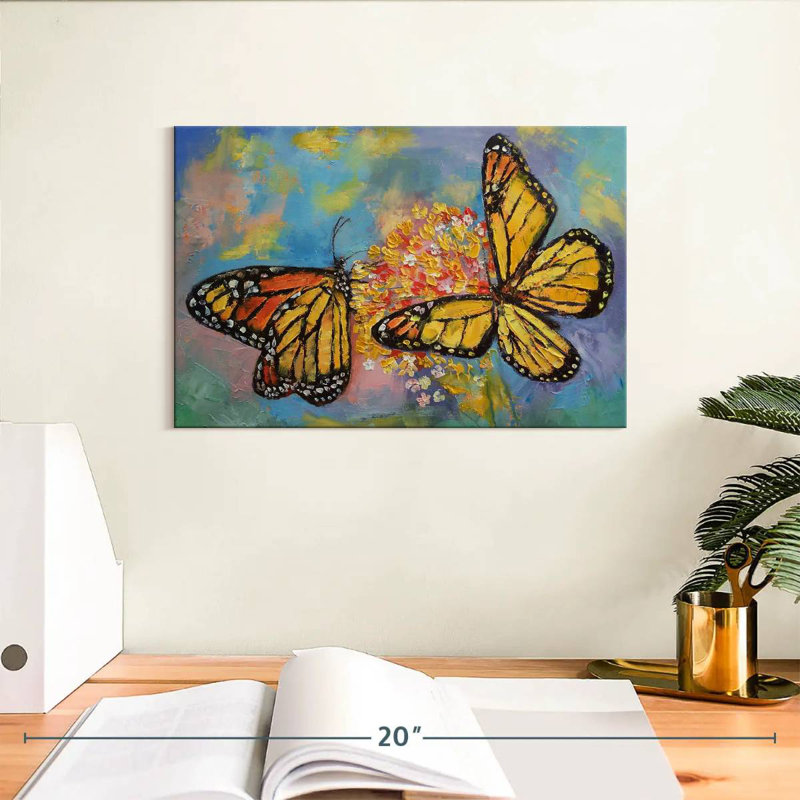Couple de papillons monarques Brampt, H 8 po x l 12 po