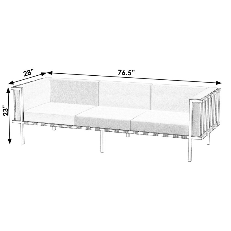 Saphiya 76.5" Wide Outdoor Patio Sofa with Sunbrella Cushions