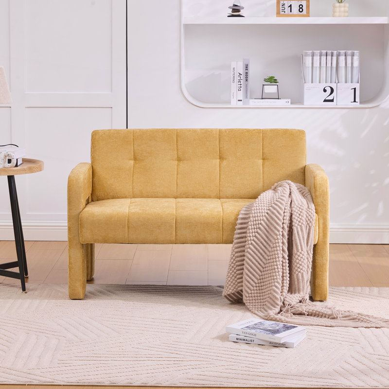 Canapé rembourré avec accoudoirs pour salon et chambre à coucher, Yellow