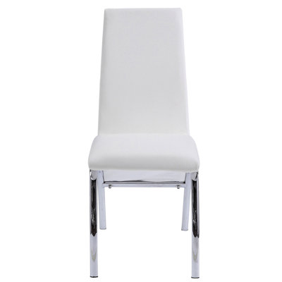 Chaise d'appoint contemporaine (2) - blanc, similicuir, pour style blanc polyvalent et chaises de salle à manger, pieds en métal, ambiance chic