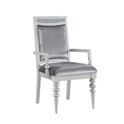 Maverick Fabric & Platinum Finish Arm Chair (Set Of 2)