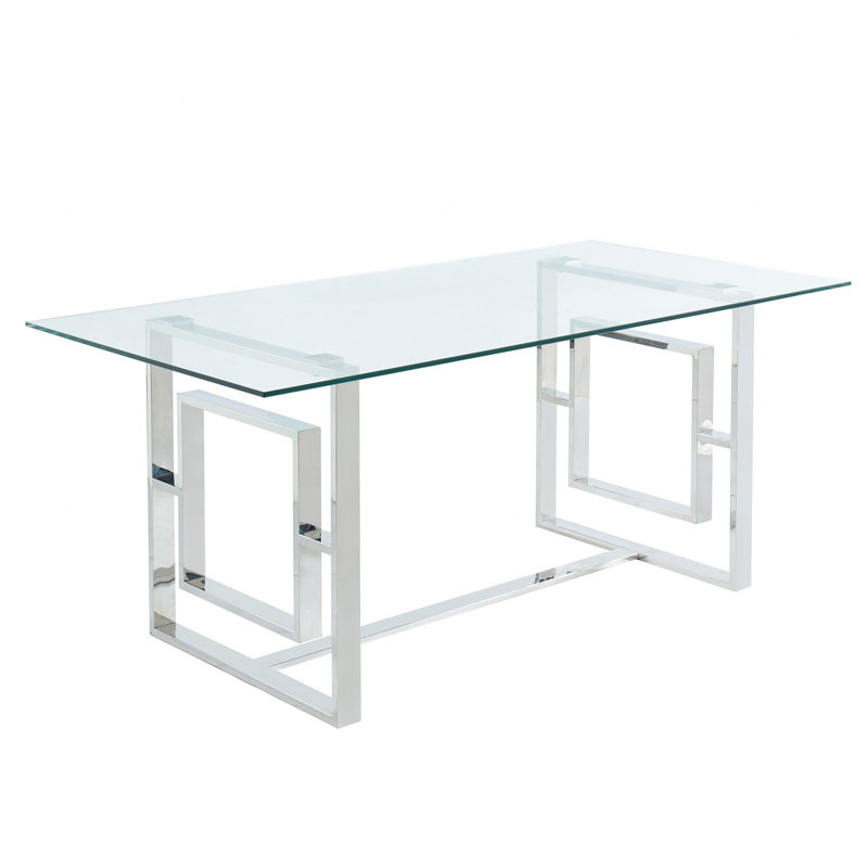 Table de salle à manger rectangulaire Dennis en argent, Argent argent