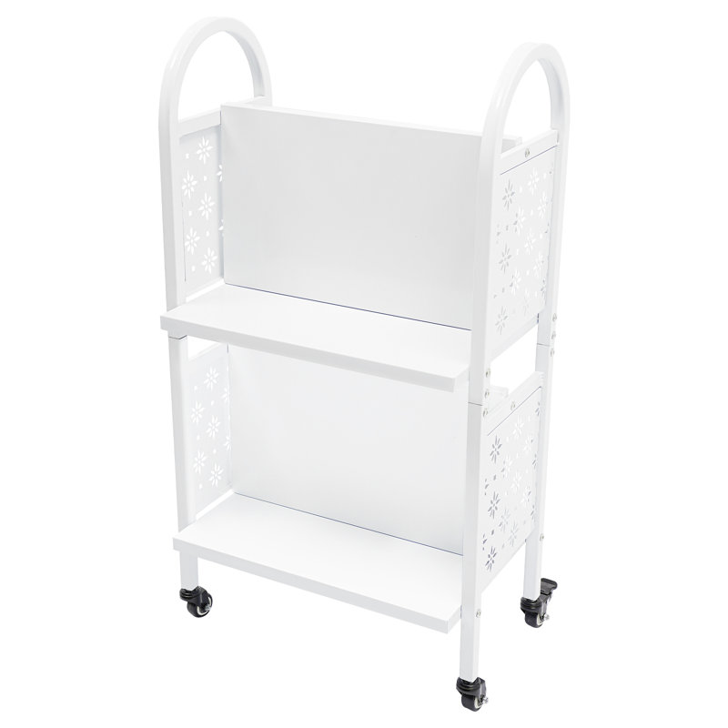 Ciane 17'' W 4-compartment Book Storage with Wheels, White