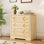 Commode haute 30,4 pouces en chêne - Armoire de rangement en bois à 3 tiroirs pour chambre à coucher, chambre de bébé ou salon