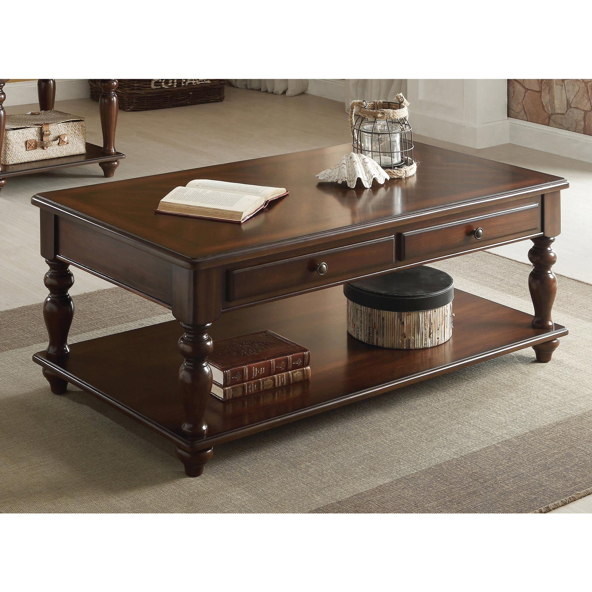 Latitude Run® Walnut Rectangular Coffee Table With Lift Top And Bottom ...