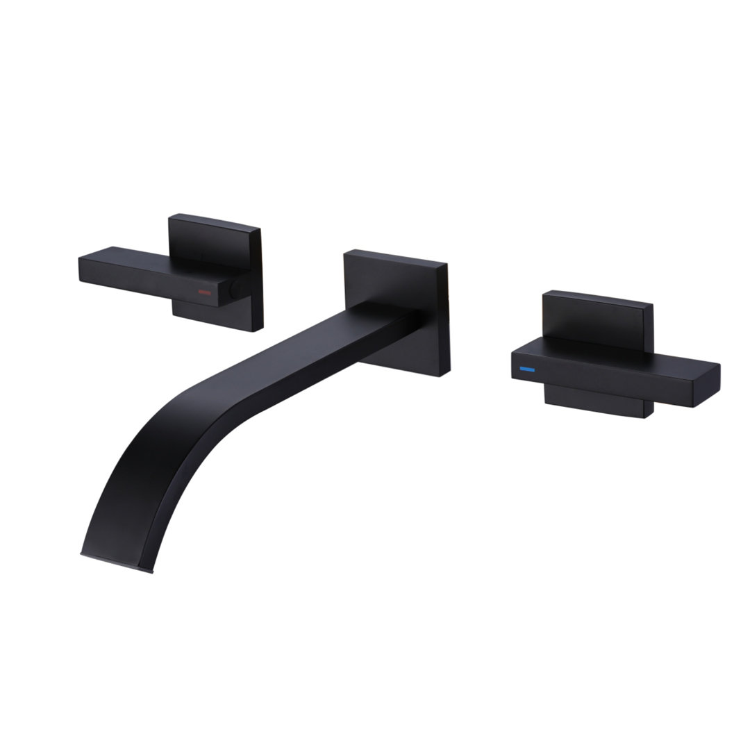 Wall Mounted Faucet 2-handle Bathroom Sink Faucet Matte Black MODLAND