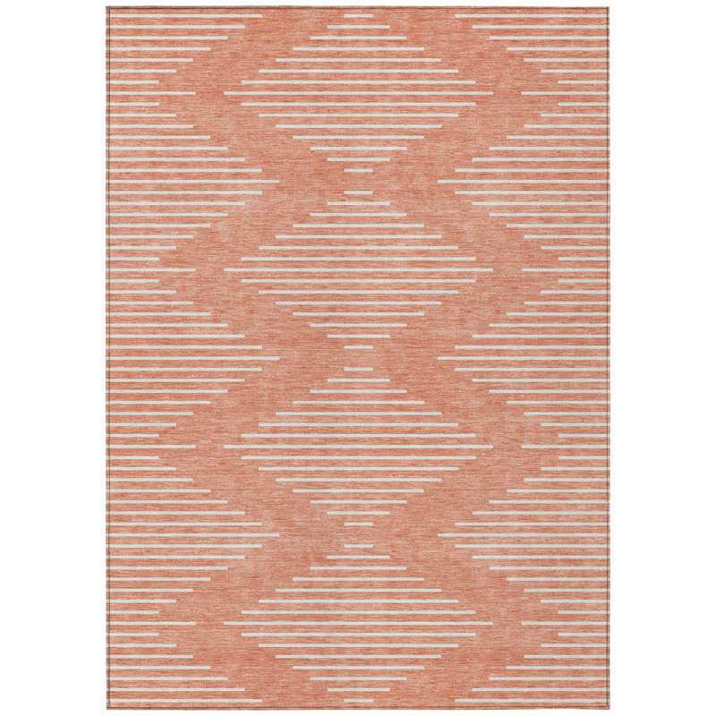 Velina Salmon Washable Indoor-Outdoor Rug - , 3' x 5'