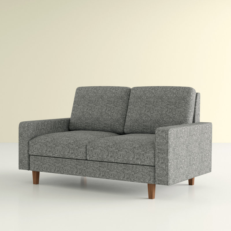Isata 57.9" Square Arm  Loveseat, Light Gray Polyester