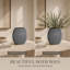 Vase de table en polyrésine ovale 10 "avec accents linéaires noirs Radiance, gris