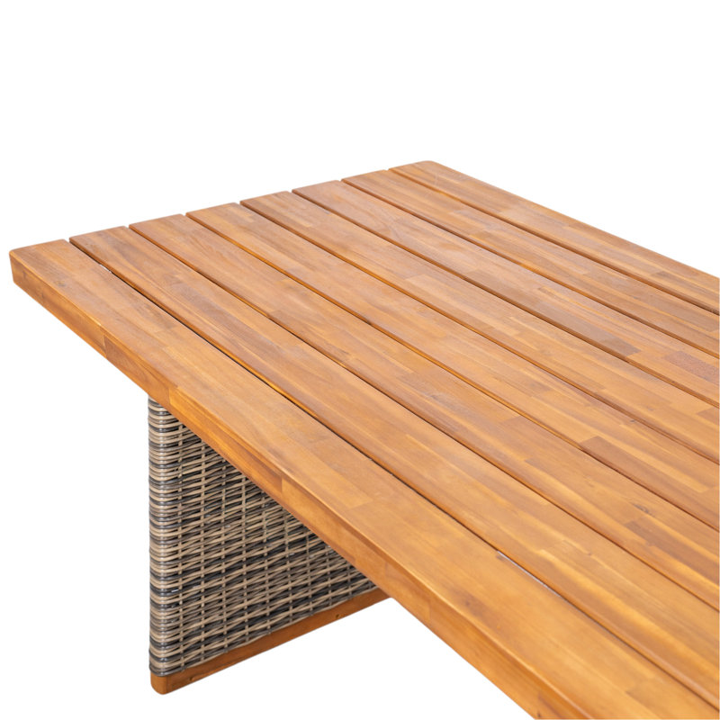 Repas d'extérieur 3 pièces, bois gris, pieds tissés à la main, installation rapide et simple pour les intempéries - stable