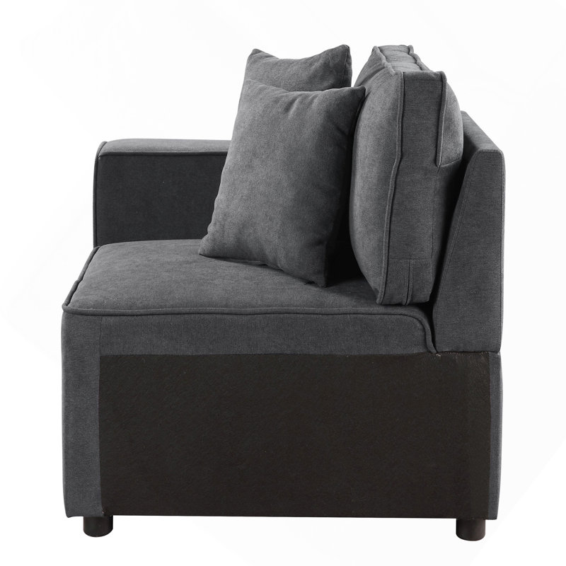Fauteuil d'appoint gris à dossier gauche