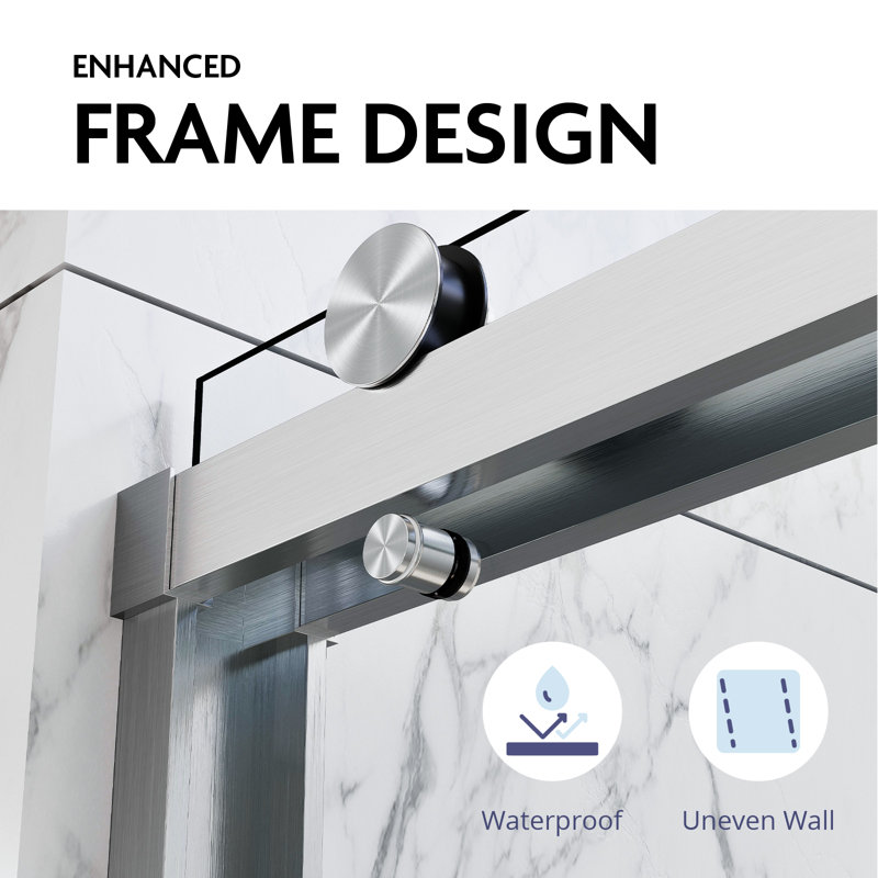 50" - 54" W x 76"H Double Sliding Frameless  Glass Shower Doors | 5/16" (10mm) Clear Tempered Glass | Leak-Proof Precision | Durable Stainless Steel Hardware | Perfect Adjustment Uneven Walls