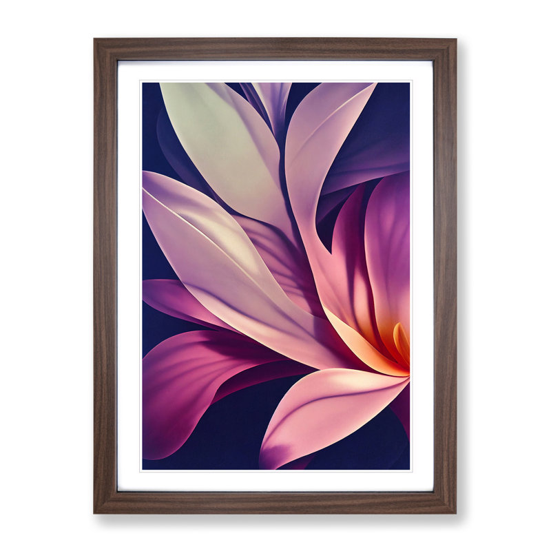 XV1022-291X Abstract Flower No.5 - Single Picture Frame Print, 64cm H x 46cm W x 2cm D, Walnut