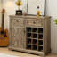 Armoire à vin grise, 2 tiroirs, amovible, pour la cuisine, la salle à manger, le rangement multifonctionnel, la cuisine et la salle à manger