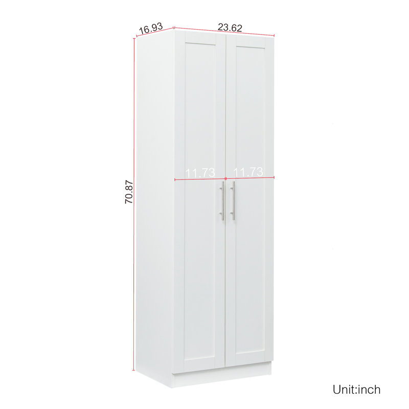 Garde-robe haute et armoire de cuisine avec 2 portes et 3 cloisons pour 4 espaces de rangement - Organisateur de rangement spacieux pour la maison