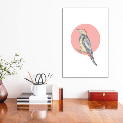 Watercolor Bired with Red Circles - impression d'art graphique