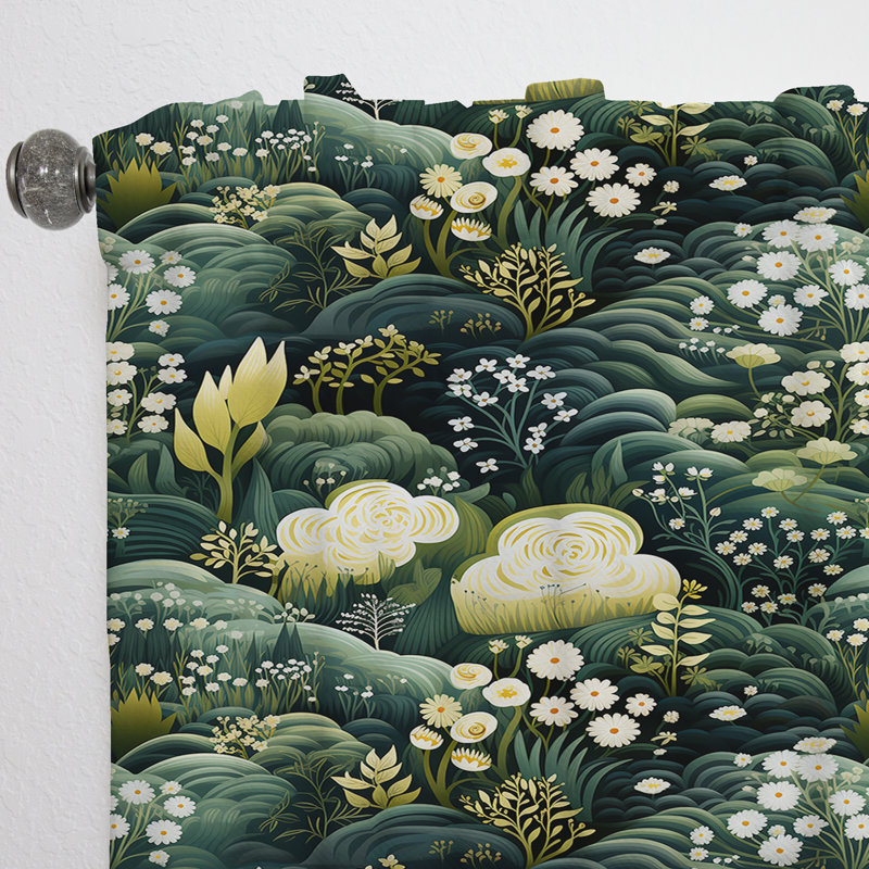 Motif botanique vert forêt - rideau en velours bohémien - obscurcissant - 1 panneau, L 52 po x L 90 po