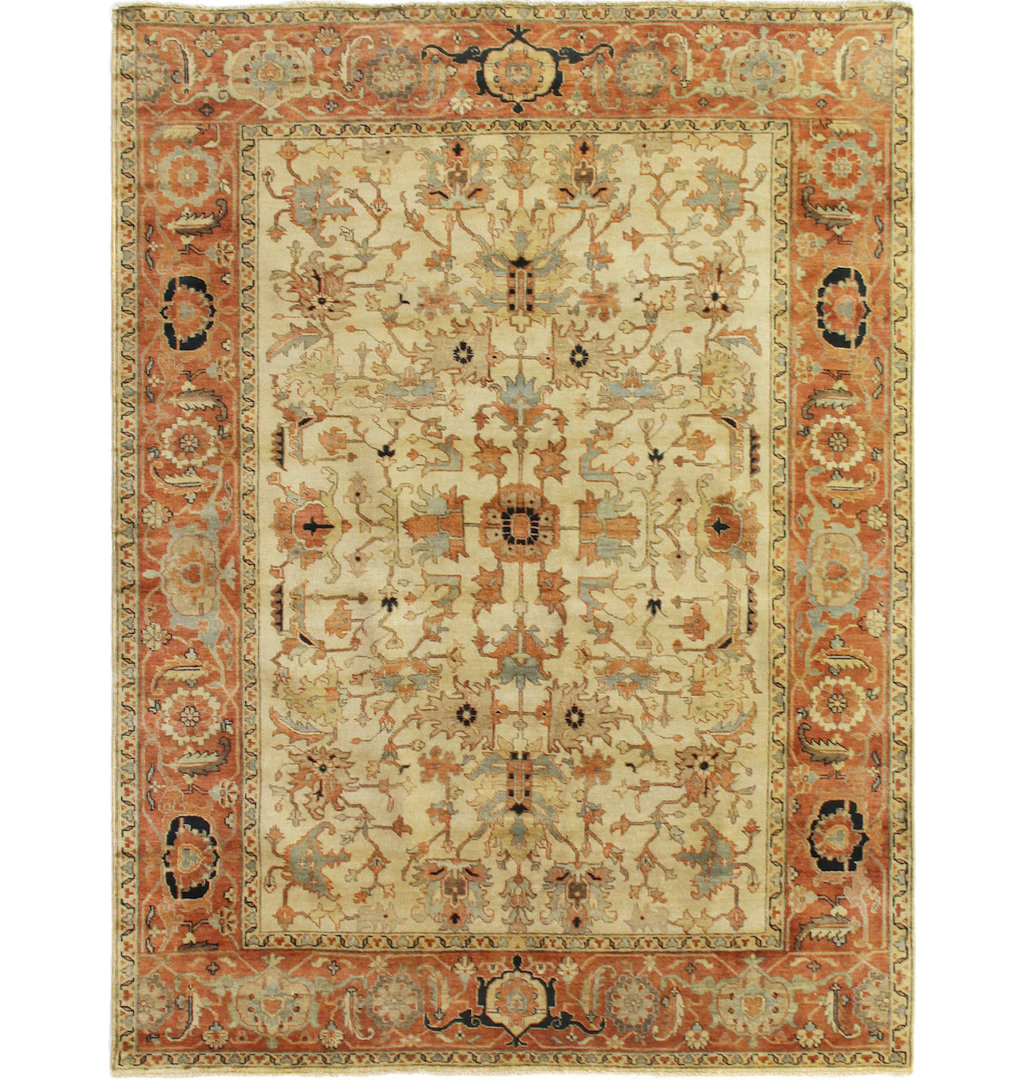 Exquisite Rugs Antique Weave Serapi Handmade Hand Knotted New Zealand Wool Ivory/Rust Area Rug EXQUISITE RUGS Rug 