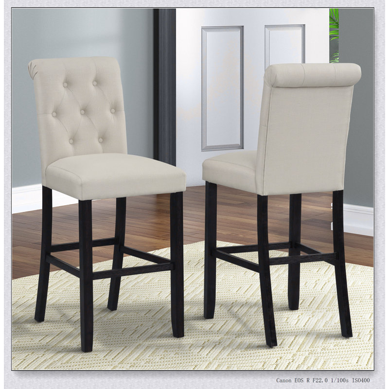 Tabouret de bar en bois massif Leviton, ensemble de 2, Tanné