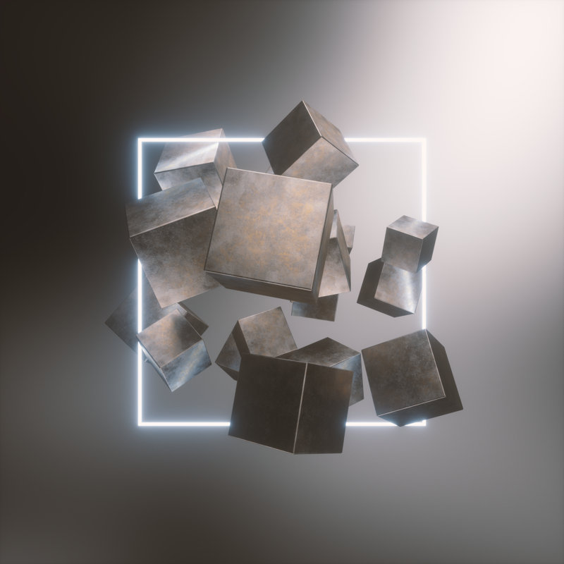 Floating Metallic Cubes - Wrapped Canvas Print, 51cm H x 51cm W x 3.8cm D