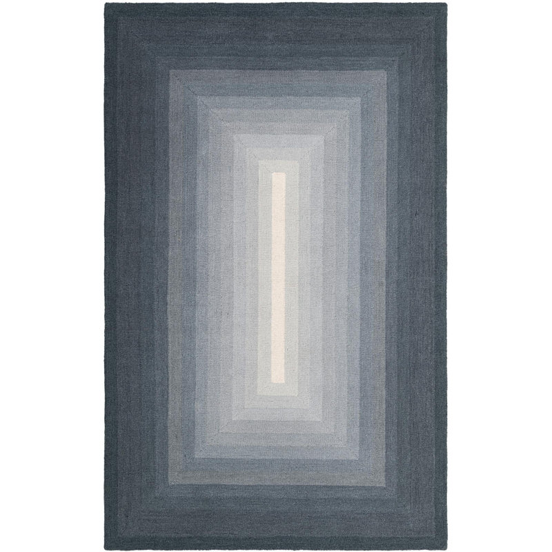  Tapis en laine Ombre, Rectangle 5 pi 1 po x 8 pi, Gris