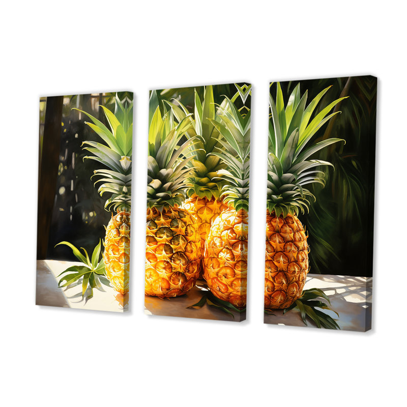 Ensemble d'art mural ananas, H 28 po x l 36 po x P 1 po