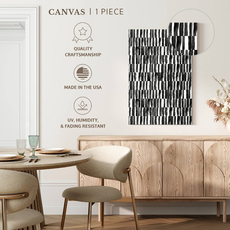 Rayures noir et blanc, H 39 po x l 26 po
