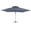 Parasol de terrasse 11 pi à double toit carré extérieur gris (sans base de parasol)-371414289