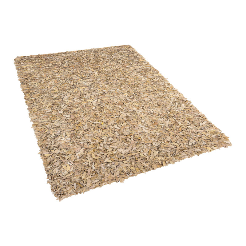 Verdell Solid Colour Leather Hand Woven 140cm X 200cm Area Rug