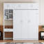White Queen Murphy Bed Wall Bed with Desk Cabinet Storage Space Saving Foldable Bedroom Furniture