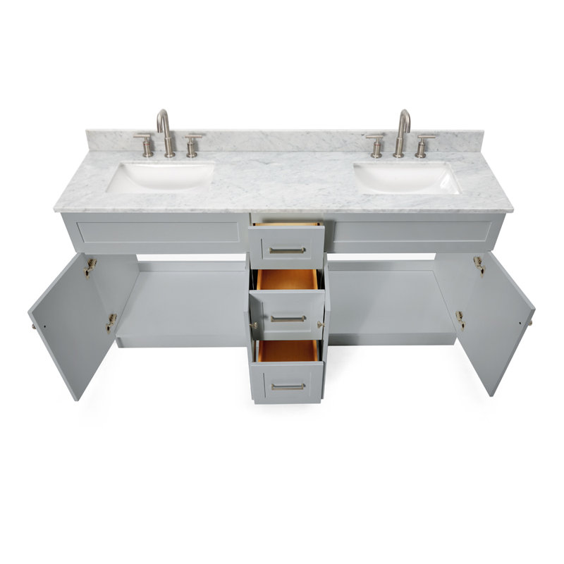Ensemble de meuble-lavabo double 73 po Partham, gris