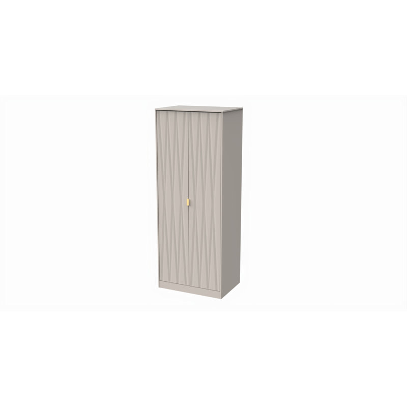 Fully Assembled Fellgren Diamond 2 Door Wardrobe, Mushroom Matt Veneer