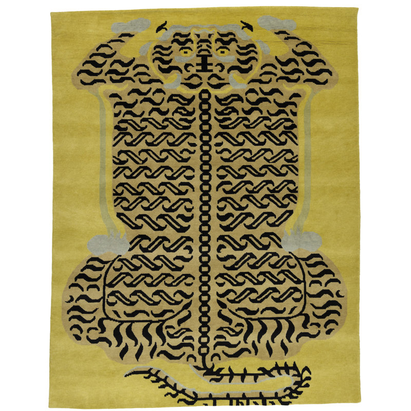 Tapis oriental en tigre tibétain Nykeema, Rectangle 8 pi x 10 pi 3 po