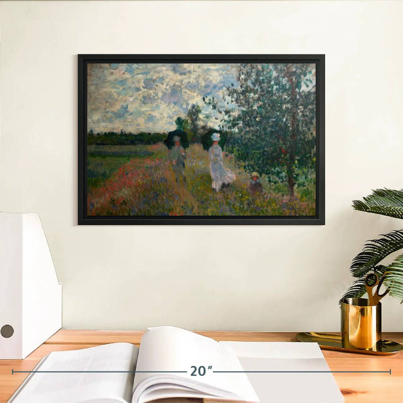 En promenade près d'Argenteuil, 13 po x 9 po, Cadre flottant noir