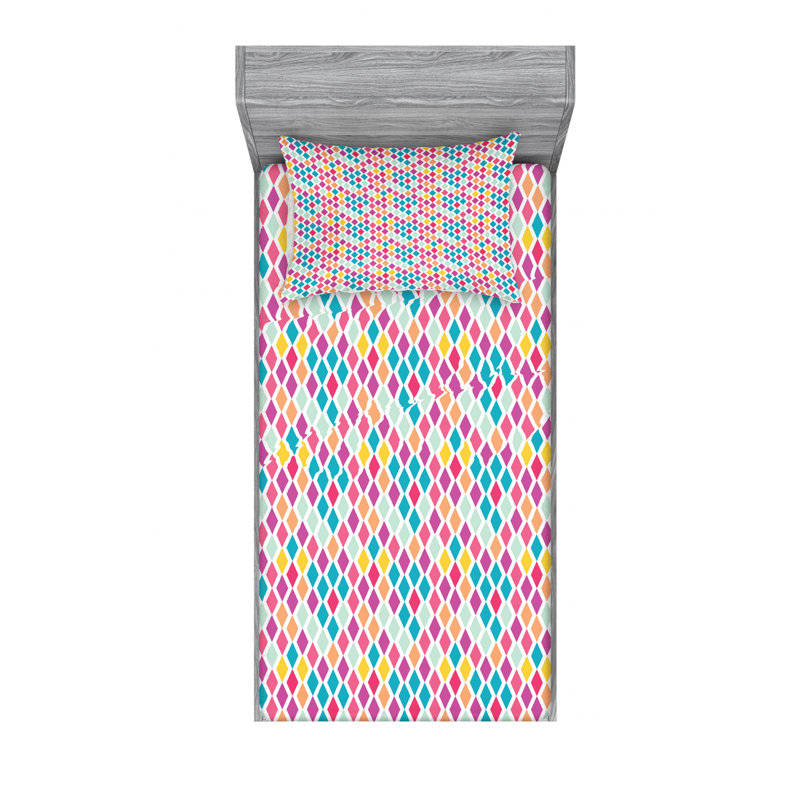 Ensemble de draps à motif géométrique, Ensemble de draps pour lit simple avec drap-housse