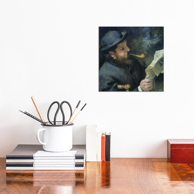Claude Monet Reading A Newspaper, 1872 by Pierre-Auguste Renoir - Wrapped Canvas Gallery-Wrapped Canvas Giclée