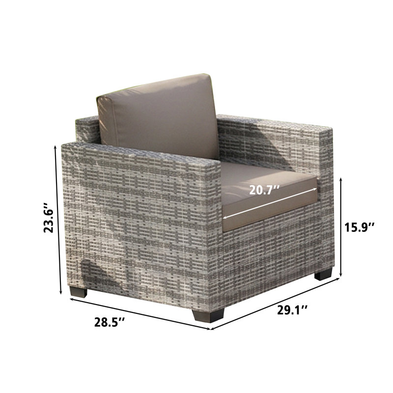7 Piece Rattan Sectional Seating Group With Cushions, 6327Wh-B11, Beige