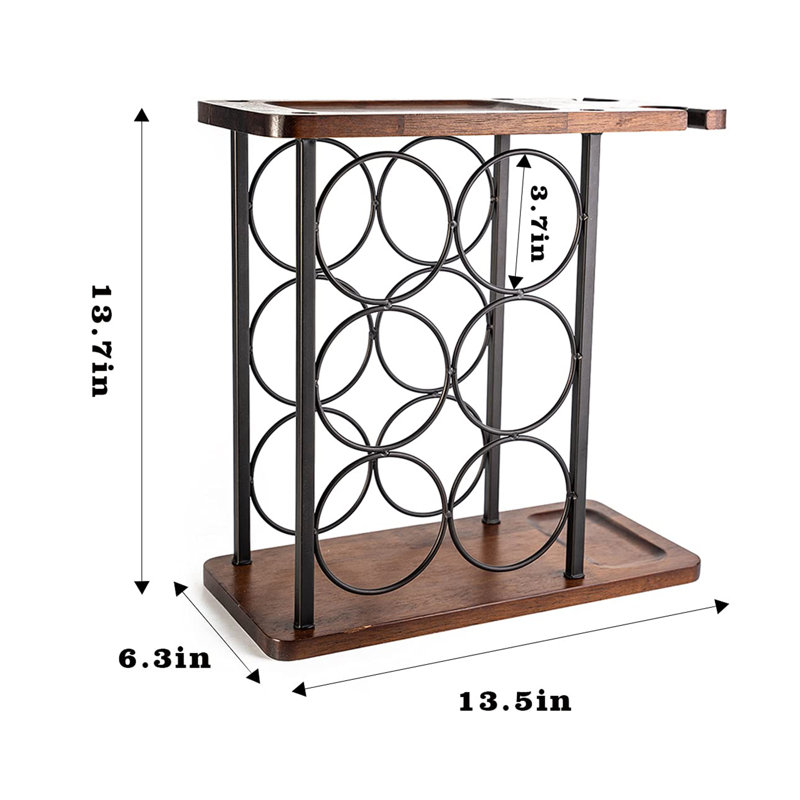 Blosse 6 Bottle Tabletop Wine Bottle & Glass Rack in Brown
