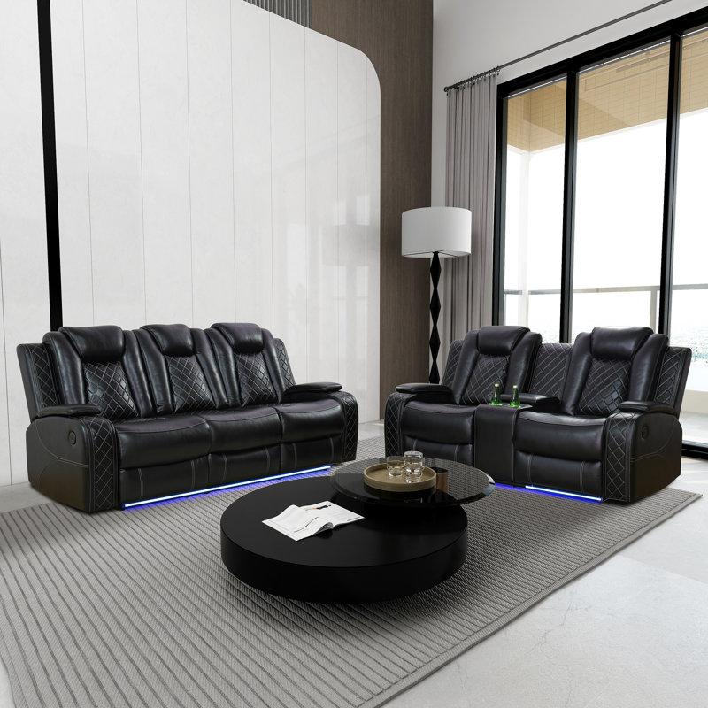 Wrought Studio 2 - Piece Breathing Leather Power Reclining Living Room Set (Set of 2)